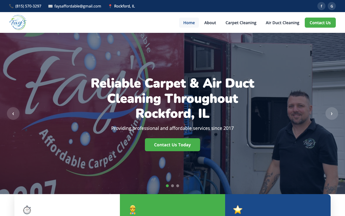 Fay's Affordable Carpet Cleaning website